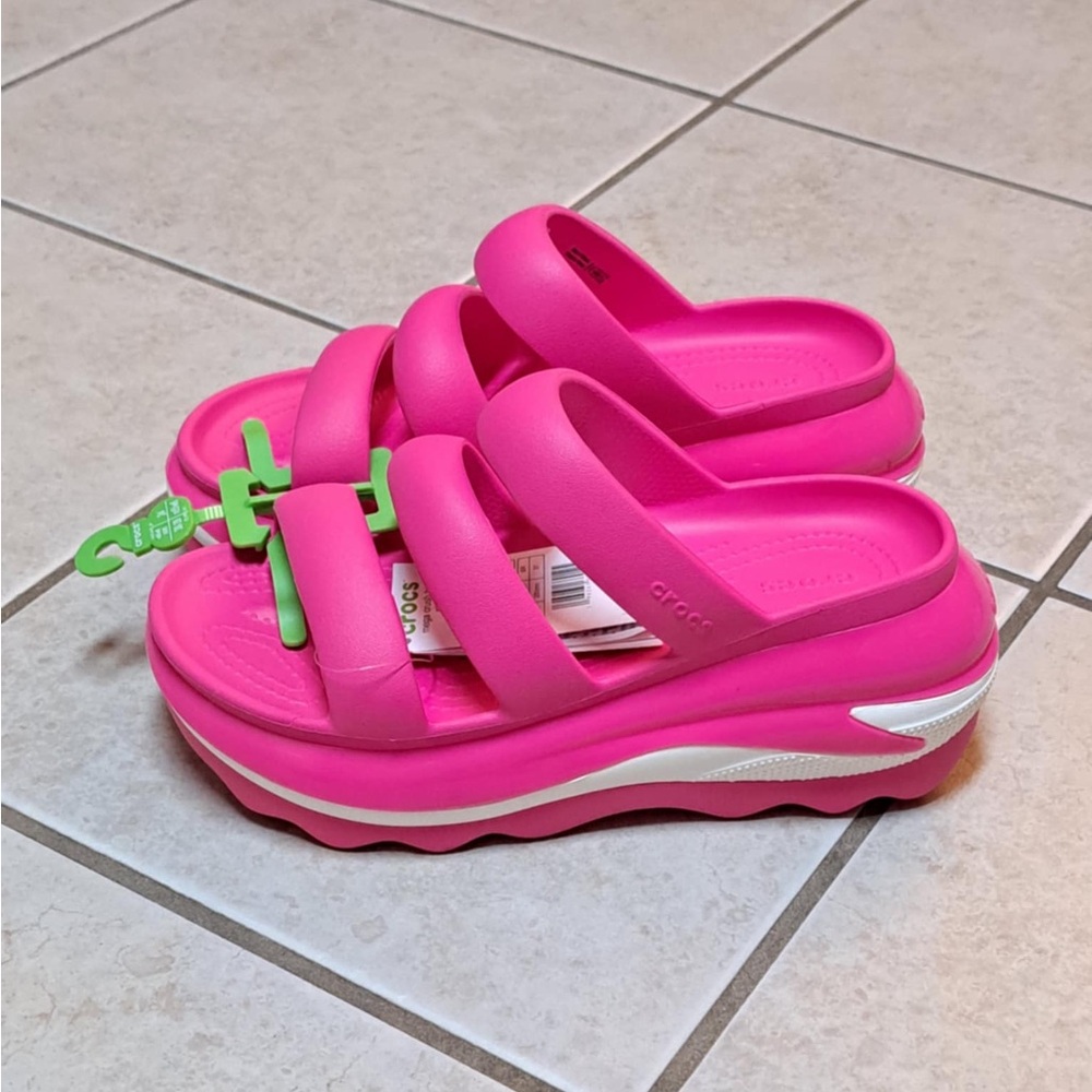 Crocs Mega Crush Triple Strap Sandal - Pink Crush - Women's size 8